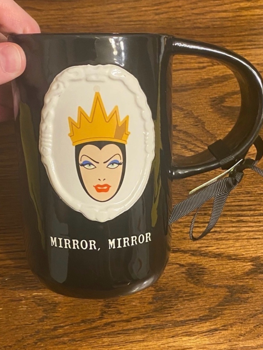 Rae Dunn Disney Villains Evil Queen Mirror Mirror Ceramic Mug Black Red NWT